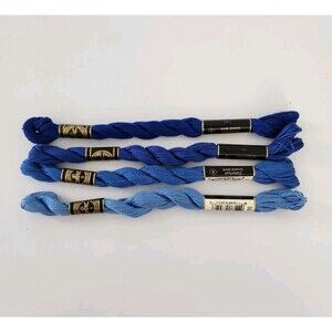 Lot Of 4 DMC Pearl Cotton Skein Size 5 16.4yd- Multicolor Blue 796-797-798-799